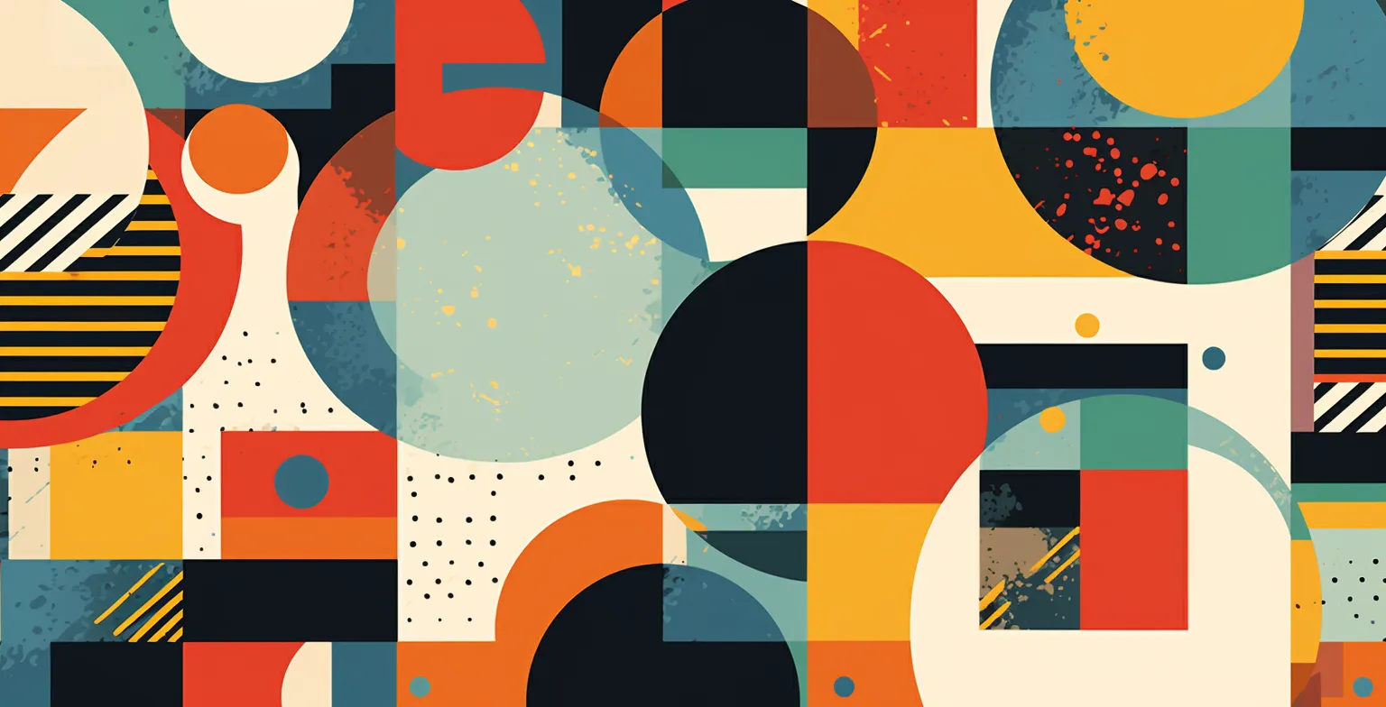 Composición geométrica de colores inspirada en el diseño Bauhaus