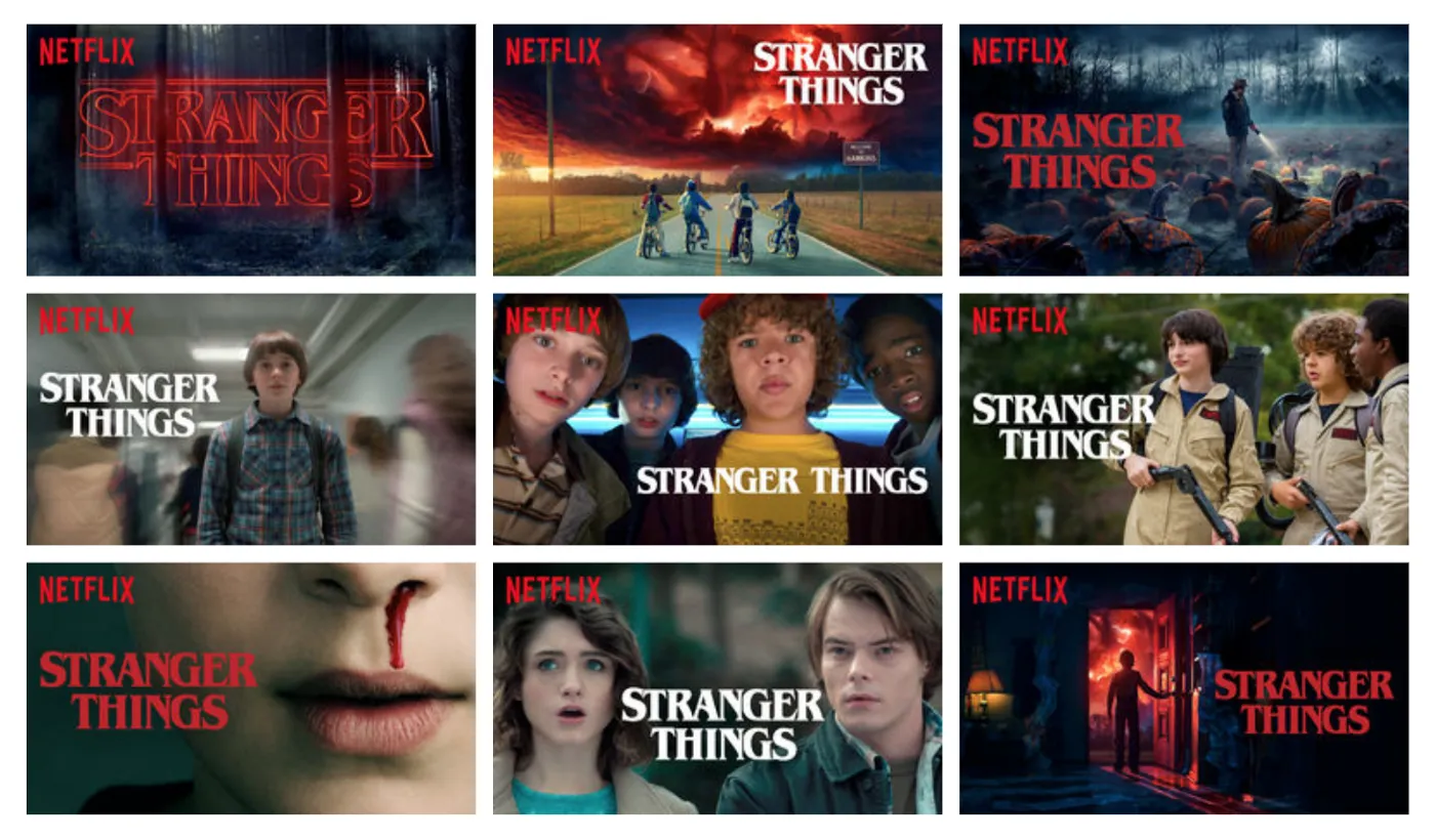 Distintas carátulas de la serie Stranger Things en Netflix