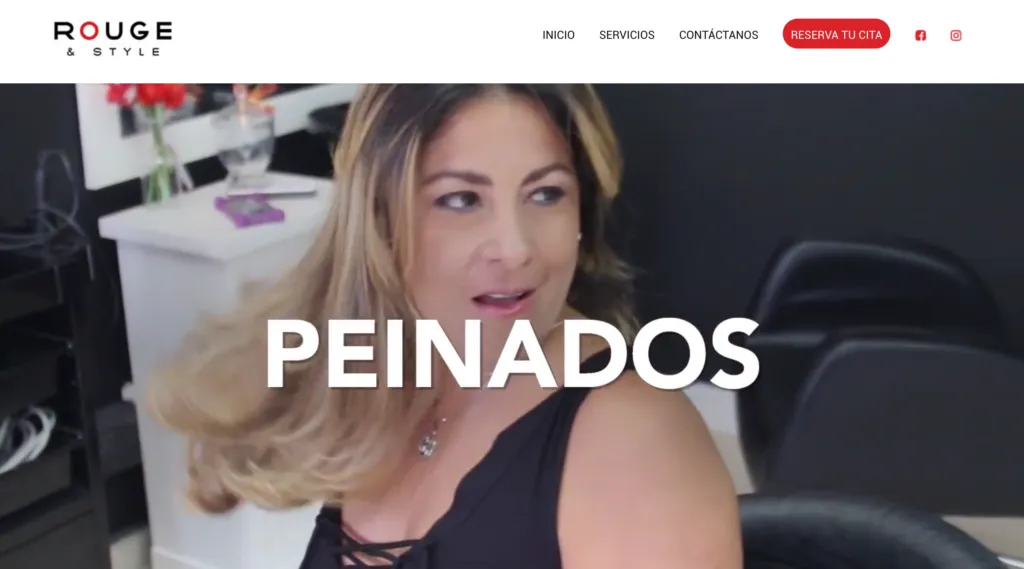 Portada del sitio web del salón de belleza Rouge & Style