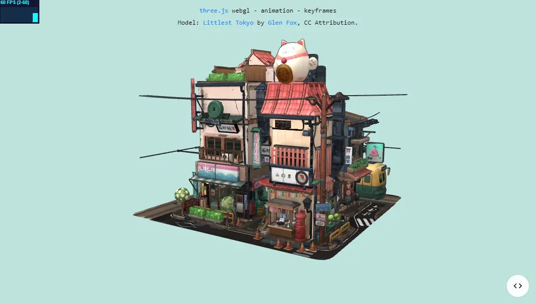 Escena 3D interactiva creada con Three.js en el navegador